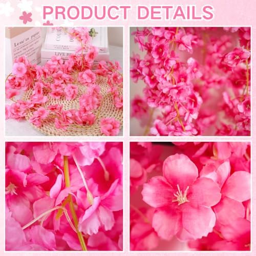 10PCS 59FT Artificial Silk Cherry Blossom Garland, Hanging Sakura Flower Vines for Wedding Party Home Arch, alternate view 4