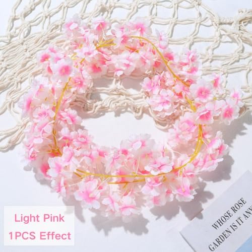 10PCS 59FT Artificial Silk Cherry Blossom Garland, Hanging Sakura Flower Vines for Wedding Party Home Arch, alternate view 3