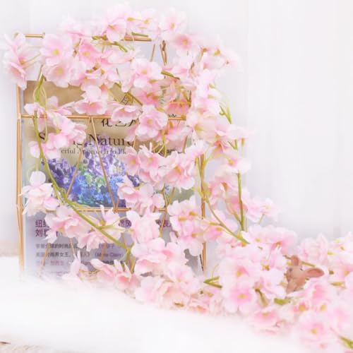 10PCS 59FT Artificial Silk Cherry Blossom Garland, Hanging Sakura Flower Vines for Wedding Party Home Arch, alternate view 4