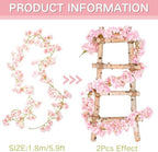 10PCS 59FT Artificial Silk Cherry Blossom Garland, Hanging Sakura Flower Vines for Wedding Party Home Arch, alternate view 6