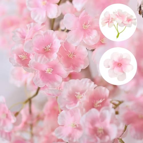 10PCS 59FT Artificial Silk Cherry Blossom Garland, Hanging Sakura Flower Vines for Wedding Party Home Arch, alternate view 7