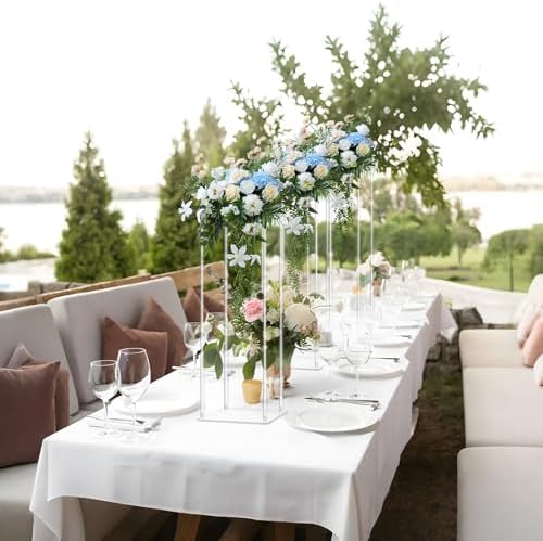10pcs Acrylic Flower Stand Column 24 Inch Tall Vases for Centerpieces Clear Elegant Floral Display Holder for, alternate view
