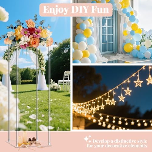 10pcs Acrylic Flower Stand Column 24 Inch Tall Vases for Centerpieces Clear Elegant Floral Display Holder for, alternate view