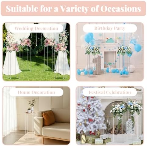 10pcs Acrylic Flower Stand Column 24 Inch Tall Vases for Centerpieces Clear Elegant Floral Display Holder for, alternate view