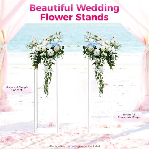 10Pcs Acrylic Flower Vase, 23.62 inch Clear Flower Vases for Centerpieces, Acrylic Column Flower Container, alternate view 4