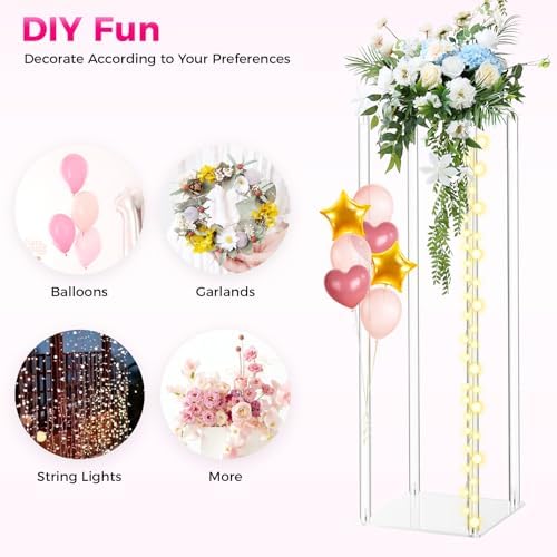 10Pcs Acrylic Flower Vase, 23.62 inch Clear Flower Vases for Centerpieces, Acrylic Column Flower Container, alternate view 6