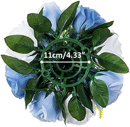 10Pcs Artificial Rose Balls for Centerpieces (Blue & White) in 10"/ 26cm W x 5"/13cm H, Base Diameter: 4.3"/11cm, alternate