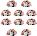 10Pcs Artificial Rose Balls for Centerpieces (Dusty Pink & White) in Dusty Pink & White