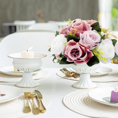10Pcs Artificial Rose Balls for Centerpieces (Dusty Pink & White) in Dusty Pink & White, alternate view 4