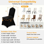 10PCS Black Chair Covers, Wrinkle Resistant, Elastic Stretch and Washable, Stretch Polyester Spandex Slipcovers, alternate