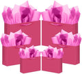 10PCS Bright Pink Gift Bags with Ribbon Handles Mulit Assorted Sizes Gift Wide Bags (2pcs Large 13", 4pcs Medium