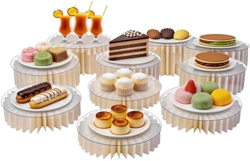 10Pcs Buffet Risers, Food Risers for Buffet Table with Acrylic Plates in White