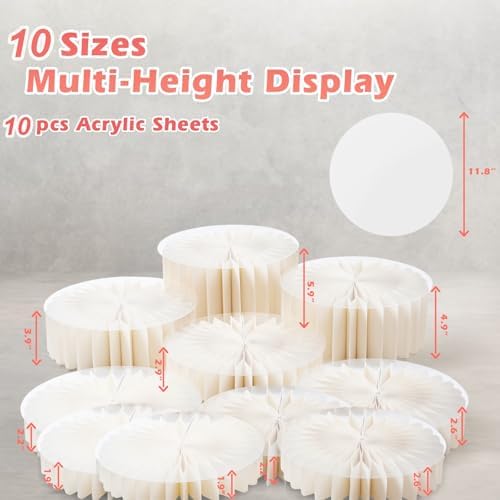 10Pcs Buffet Risers, Food Risers for Buffet Table with Acrylic Plates in White, alternate view 2