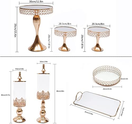 10PCS Cake Stands Set, Crystal Cupcake Stand Cookie Holder Fruits Dessert Display Plate, Wedding Metal Dessert, alternate