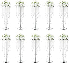 10pcs Crystal Centerpieces for Tables 21.65in Silver Flower Stand in Silver