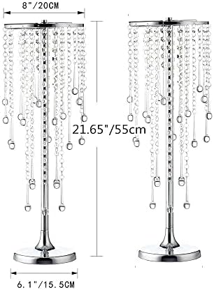 10pcs Crystal Centerpieces for Tables 21.65in Silver Flower Stand in Silver, alternate view 3