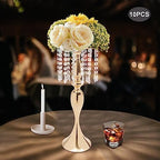 10Pcs Crystal Flower Stands for Centerpieces Gold Tall Vase(Gold, Large) in Large in Gold, alternate view 2