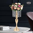 10Pcs Crystal Flower Stands for Centerpieces Gold Tall Vase(Gold, Large) in Large in Gold, alternate view 7