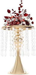 10Pcs Crystal Flower Stands for Centerpieces Gold Tall Vase(Gold, Small) in Small in Gold