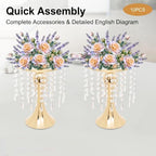 10Pcs Crystal Flower Stands for Centerpieces Gold Tall Vase(Gold, Small) in Small in Gold, alternate view 4