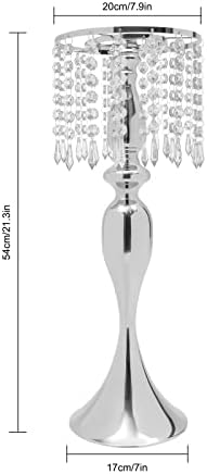 10Pcs Crystal Flower Stands for Centerpieces Gold Tall Vase(Silver, Large) in Large in Silver, alternate view 3