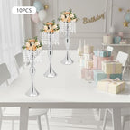 10Pcs Crystal Flower Stands for Centerpieces Gold Tall Vase(Silver, Large) in Large in Silver, alternate view 6