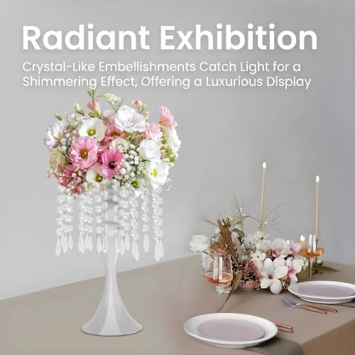 10Pcs Crystal Flower Stands for Centerpieces Gold Tall Vase(Silver, Medium) in Medium in Silver, alternate view 5