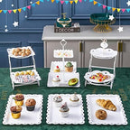 10Pcs Cupcake Stand, Dessert Table Display Set, 4 White 3 Tired Cake Stand 6 Plastic Serving Trays for Party, alternate view