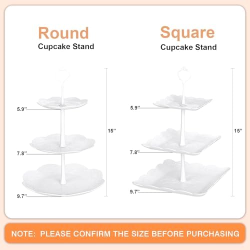 10Pcs Cupcake Stand, Dessert Table Display Set, 4 White 3 Tired Cake Stand 6 Plastic Serving Trays for Party, alternate view