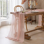 10Pcs Dusty Pink Cheesecloth Table Runner 120 Inches for Wedding Decor, alternate view 3