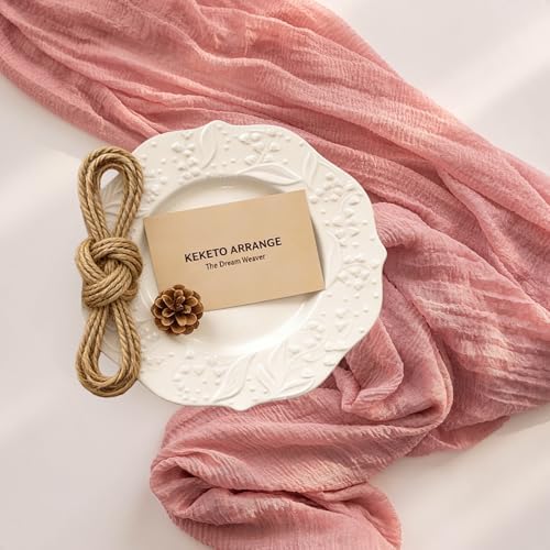 10Pcs Dusty Rose Cheesecloth Table Runner 120 Inches for Party Home Decor, alternate view 2