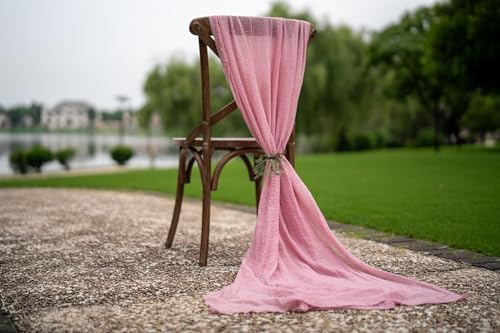 10Pcs Dusty Rose Cheesecloth Table Runner 120 Inches for Party Home Decor, alternate view 6