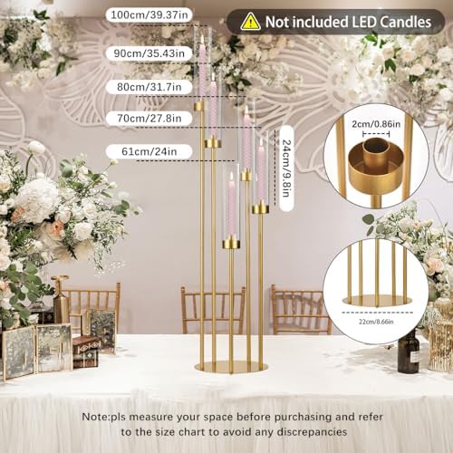 10Pcs Gold Candelabra Centerpiece for Wedding in 48 inches in Gold, alternate view 4