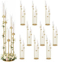10PCS Gold Floor Candelabra,5 Arms Metal Candle Holder with Acrylic Shade in Gold