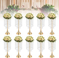 10Pcs Gold Wedding Flower Stand 21.9" Tall Metal Table Centerpiece Vase in Gold
