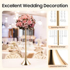 10Pcs Gold Wedding Flower Stand 21.9" Tall Metal Table Centerpiece Vase in Gold, alternate view 5