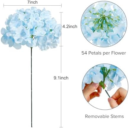10PCS Hydrangea Artificial Flowers, Faux Blue Flowers, alternate view 2