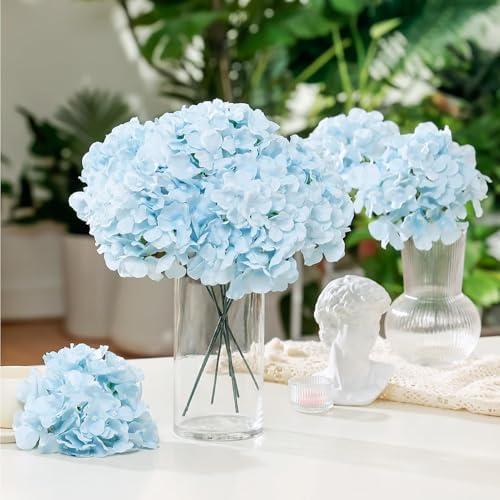 10PCS Hydrangea Artificial Flowers, Faux Blue Flowers, alternate view 3