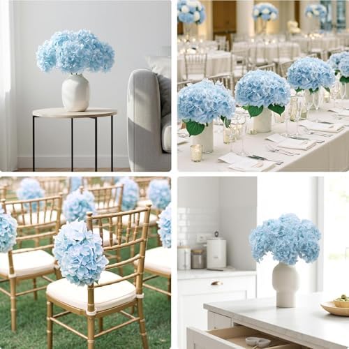 10PCS Hydrangea Artificial Flowers, Faux Blue Flowers, alternate view 5