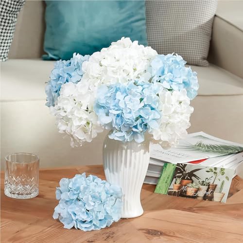 10PCS Hydrangea Artificial Flowers, Faux Blue Flowers, alternate view 6