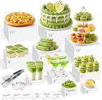 10PCS Large Acrylic Buffet Risers, Food Display Stand with Mini Sign, Marker and Serving Tongs, Food Risers for