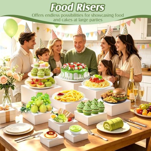 10PCS Large Acrylic Buffet Risers, Food Display Stand with Mini Sign, Marker and Serving Tongs, Food Risers for, alternate