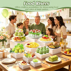 10PCS Large Acrylic Buffet Risers, Food Display Stand with Mini Sign, Marker and Serving Tongs, Food Risers for, alternate