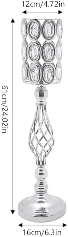 10Pcs Luxurious Silver Vases for Centerpieces, Wedding Centerpiece for Tables, 24.02in Iron Pedestal Stands, alternate view 3