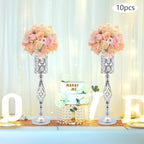 10Pcs Luxurious Silver Vases for Centerpieces, Wedding Centerpiece for Tables, 24.02in Iron Pedestal Stands, alternate view 4