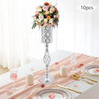 10Pcs Luxurious Silver Vases for Centerpieces, Wedding Centerpiece for Tables, 24.02in Iron Pedestal Stands, alternate view 6