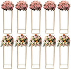 10PCs Metal Wedding Flower Vase, Gold Table Centerpiece Top Decoration Pillar Geometric Rack Flower Stand for