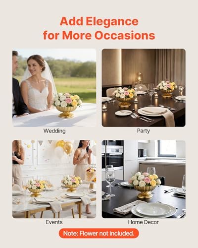 10PCS Metal Wedding Gold Centerpieces for Table 4.7”, Holders for Tables, Wedding Dinner Party and Ceremony, alternate view 7