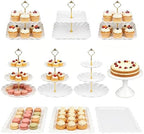 10Pcs Multi-Tier Dessert Stand Set for Wedding Decor in White
