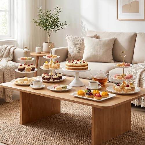 10Pcs Multi-Tier Dessert Stand Set for Wedding Decor in White, alternate view 2